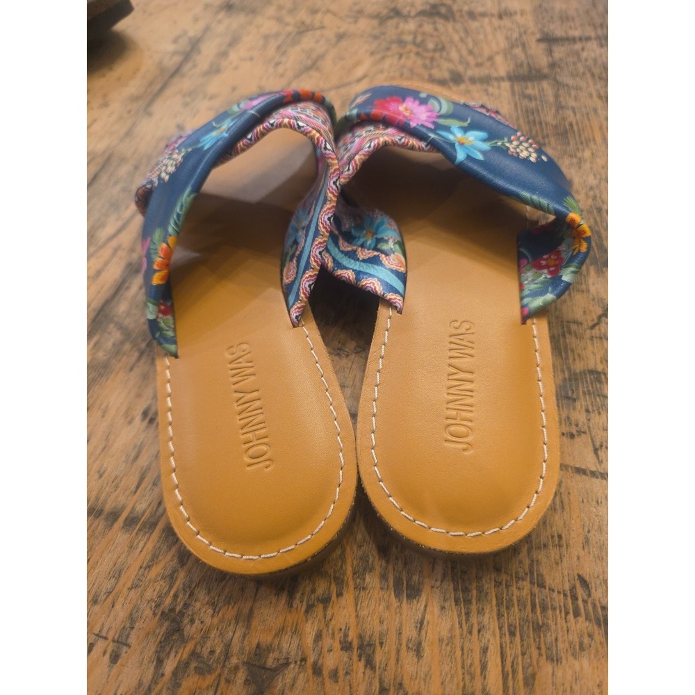 NWOT Johnny Was Women's‎ 7 Sonoma Boho Floral Cross Strap Leather Slip-on Sandal - Picture 6 of 7